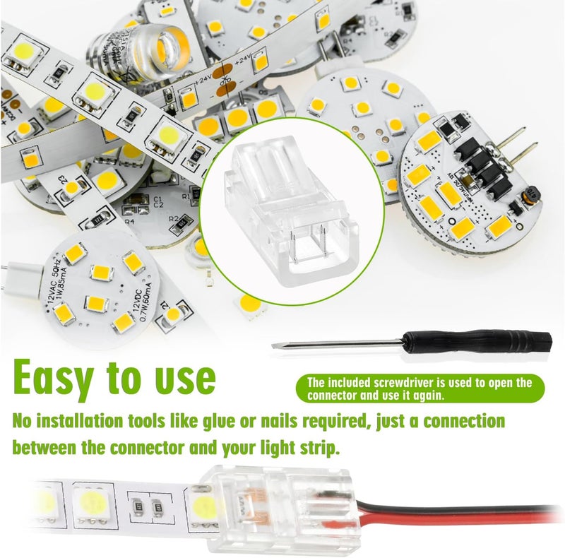 EPLZON موصل شريط LED 2 دبوس 8 مم موصل ضوء LED شريط إلى سلك موصل سريع محول أضواء RGB موصل إضاءة مسار خالية من الأسلاك لشرائط LED RGB 5050 (20 قطعة) - Image 4